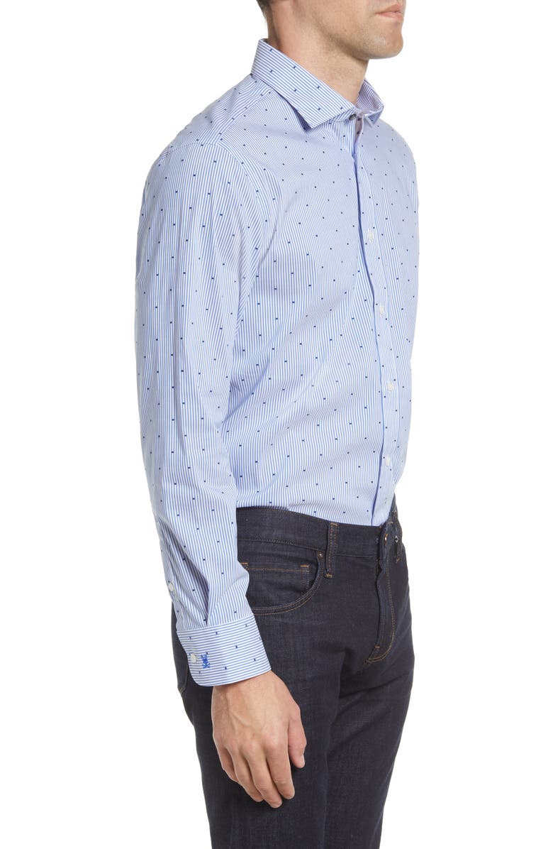 Psycho Bunny Dobby Stripe Modern Fit Dress Shirt, Alternate, color, 