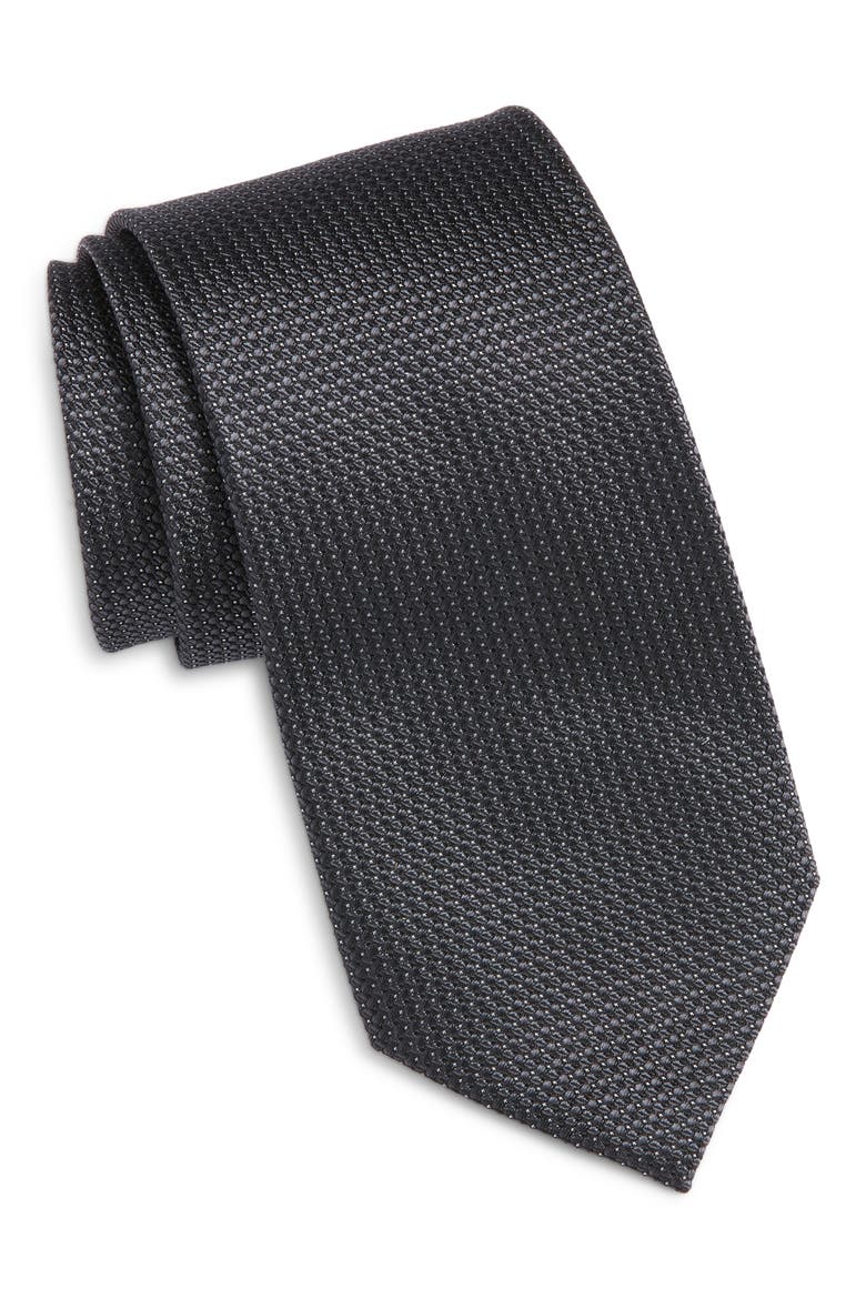 Geometric Silk Tie, Main, color, BLACK