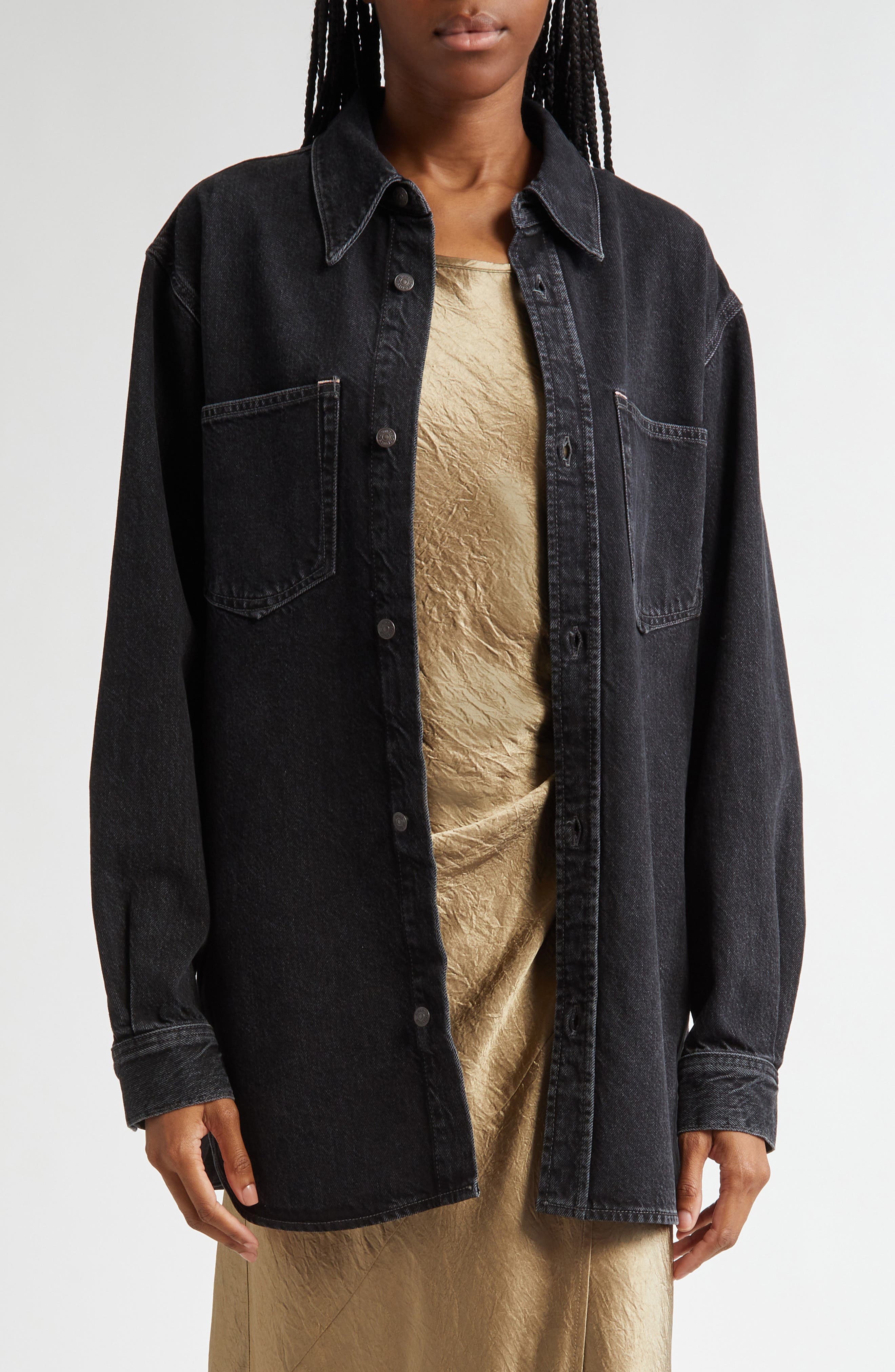 Relaxed Fit Organic Cotton Denim Button-Up Shirt
