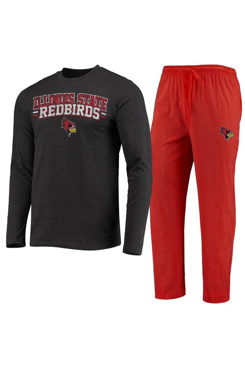 Men's Concepts Sport Red/Heathered Charcoal Illinois State Redbirds Meter Long Sleeve T-Shirt & Pants Sleep Set, Alternate, color, Red