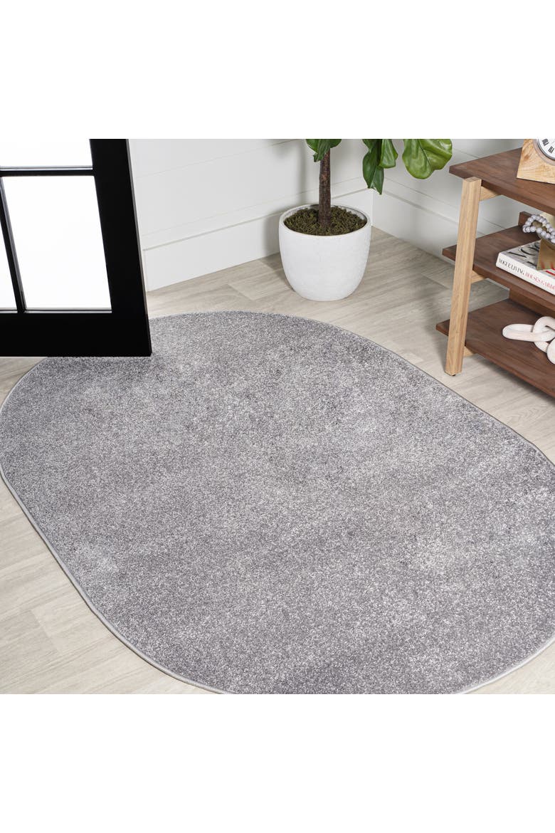 Haze Solid Low-Pile Oval Area Rug, Main, color, Charcoal/Gray