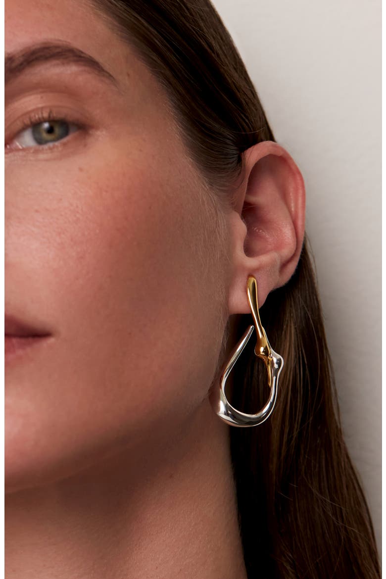 Egret Hoop Earrings, Alternate, color, TWO-TONE
