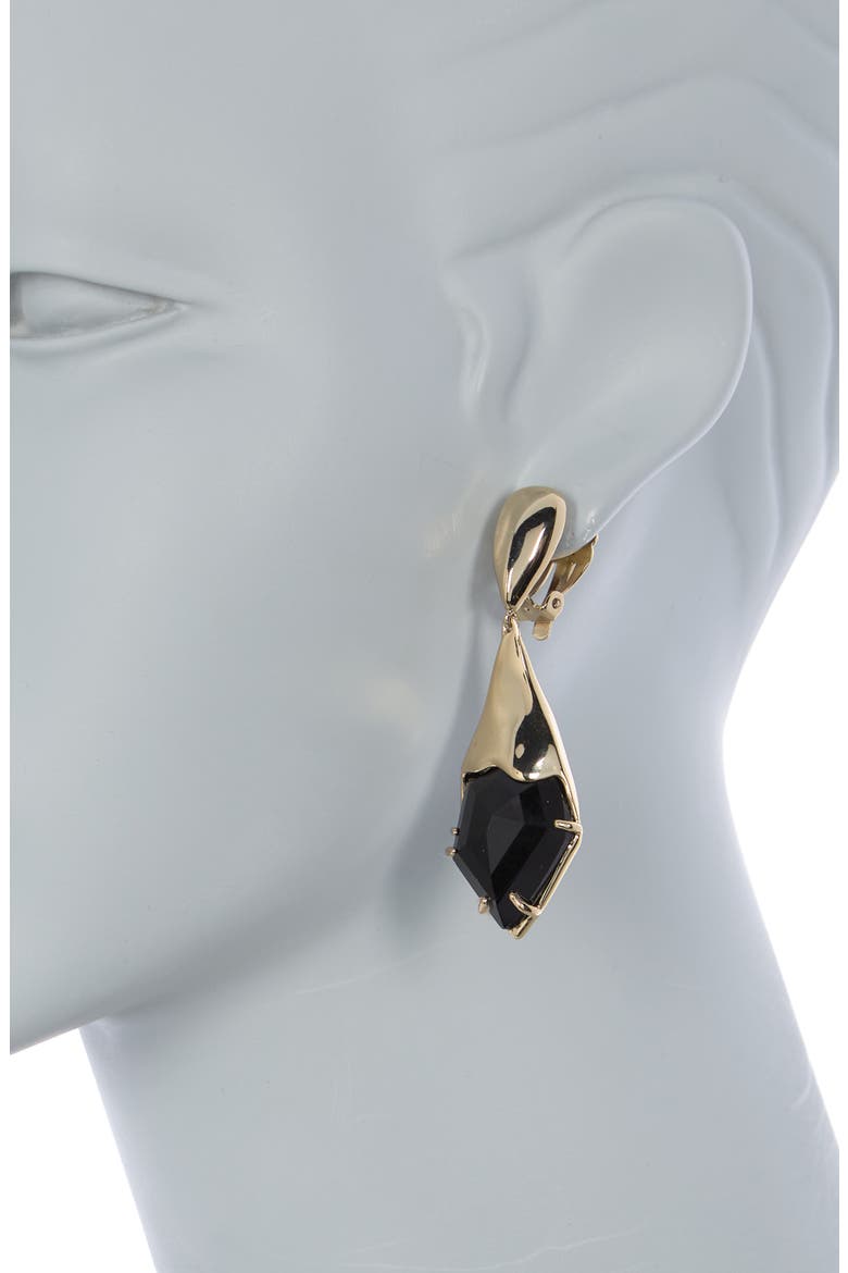 Yellow Gold Plated Stone Kite Drop Earrings, Alternate, color, GOLD/ BLACK
