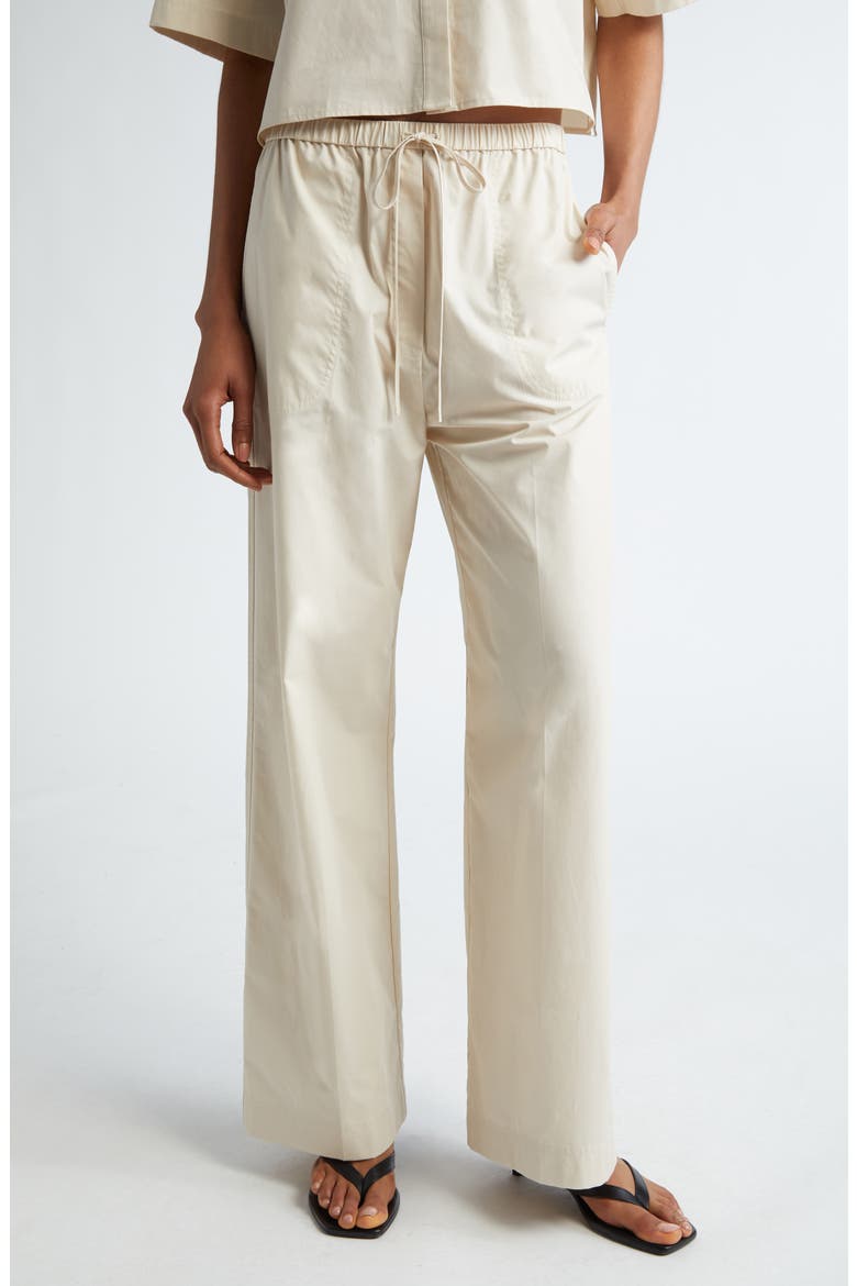 Organic Cotton Poplin Drawstring Pants, Main, color, STONE
