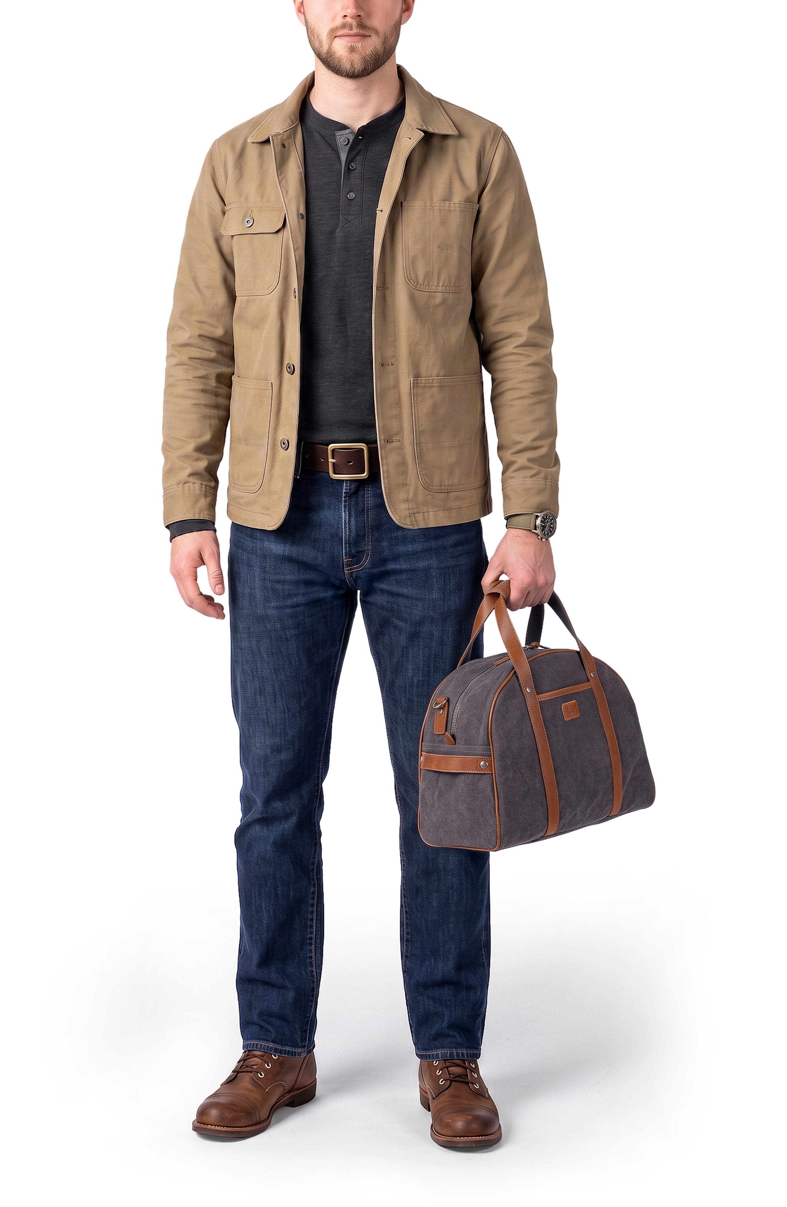 Stone Creek Waxed Canvas Weekend Bag, Alternate, color, GREY