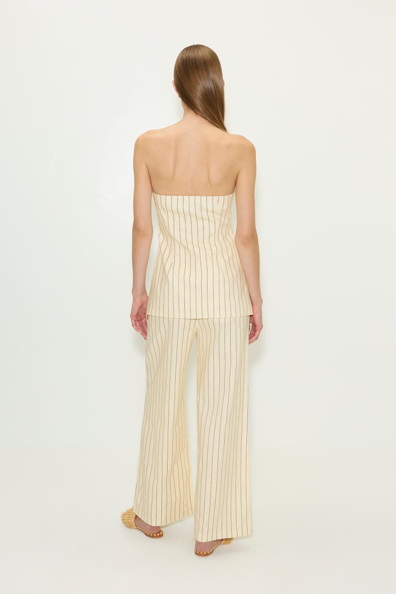 Mori Strapless Linen Top - Cream Pinstripe, Alternate, color, Cream Pinstripe