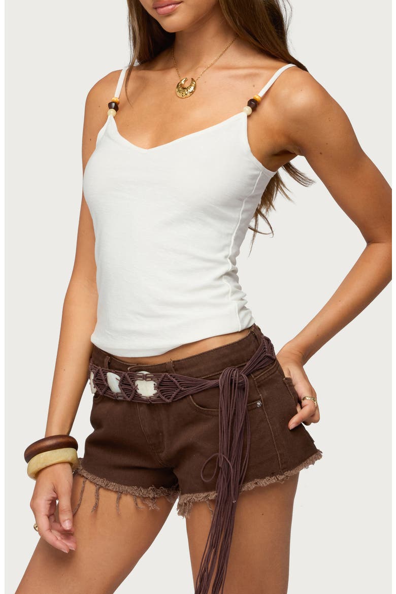 Lillian Beaded V-Neck Cotton Blend Camisole, Alternate, color, CREAM