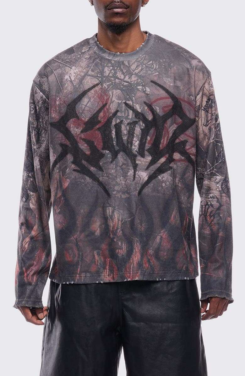 Rolling Loud Gothic Flame Long Sleeve Thermal T-Shirt, Main, color, Camo