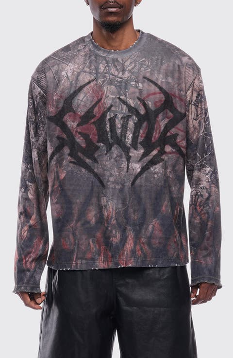 Gothic Flame Long Sleeve Thermal T-Shirt