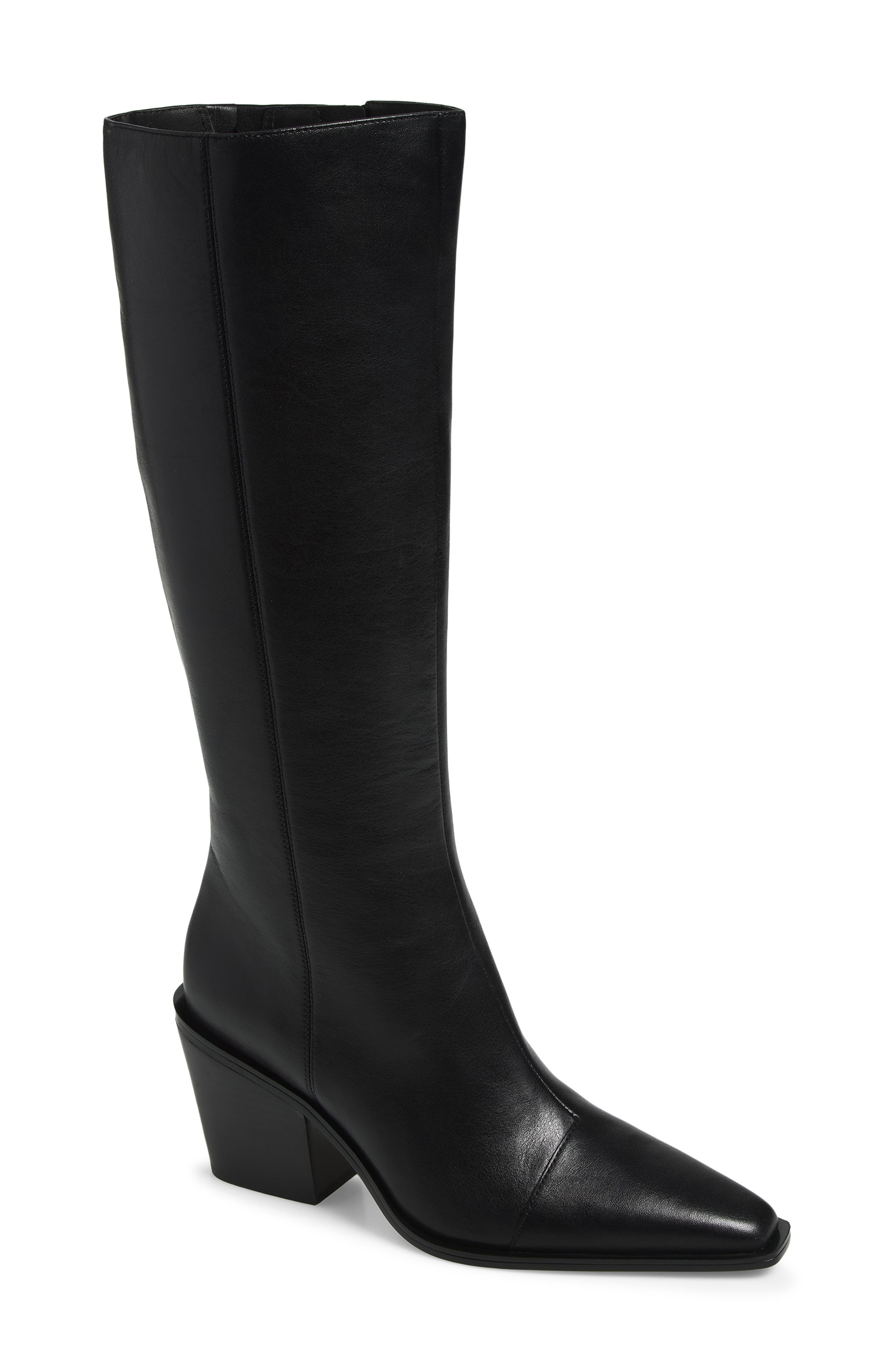 Newbury Leather Knee High Boot, Main, color, BLACK