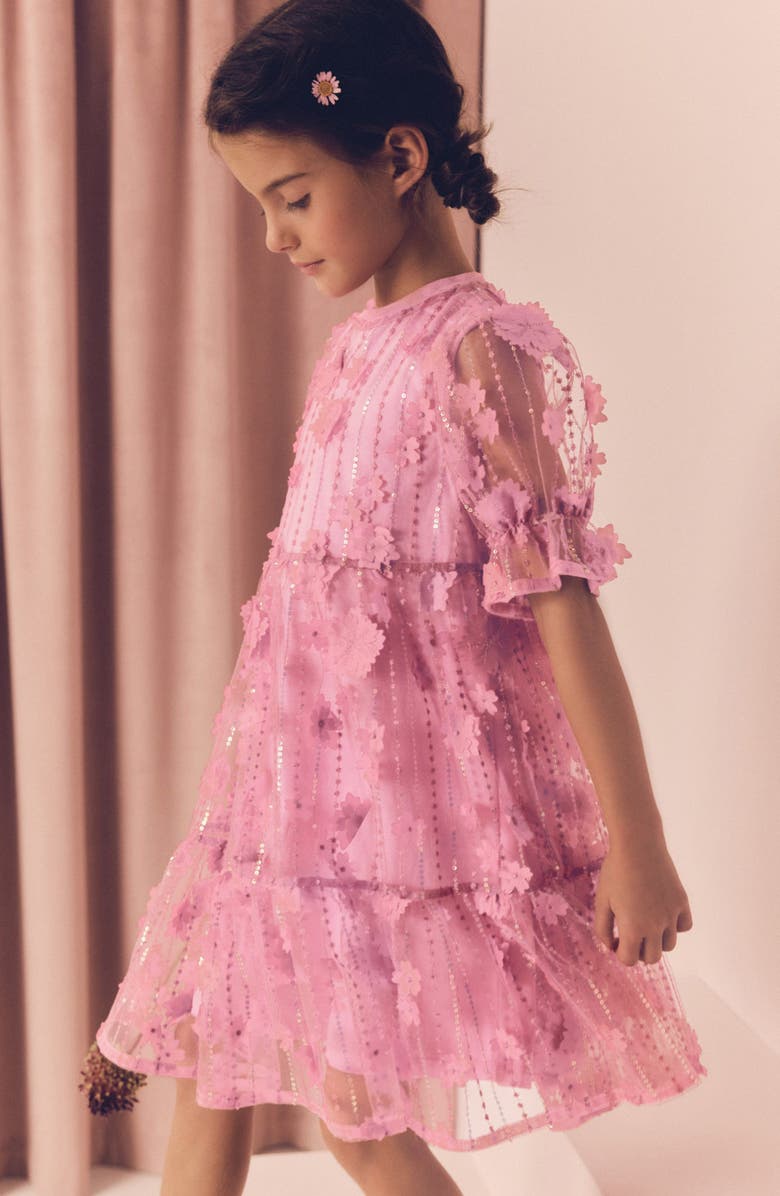 NEXT Kids' Butterfly Sequin Ruffle Mesh Party Dress, Alternate, color, 