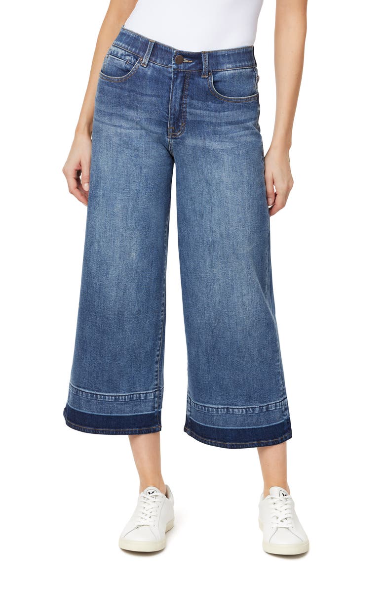 CURVE APPEAL High Rise Comfort Waist Relaxed Wide Leg Released Hem Jeans, Main, color, Capri