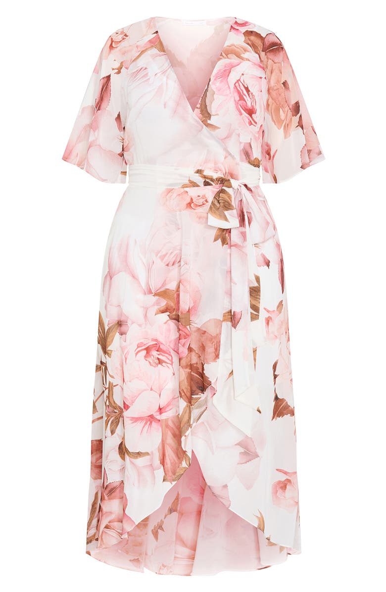 City Chic Lovers' Lane Floral Print Wrap Dress, Alternate, color, Sun Petals