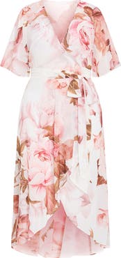 City Chic Lovers' Lane Floral Print Wrap Dress