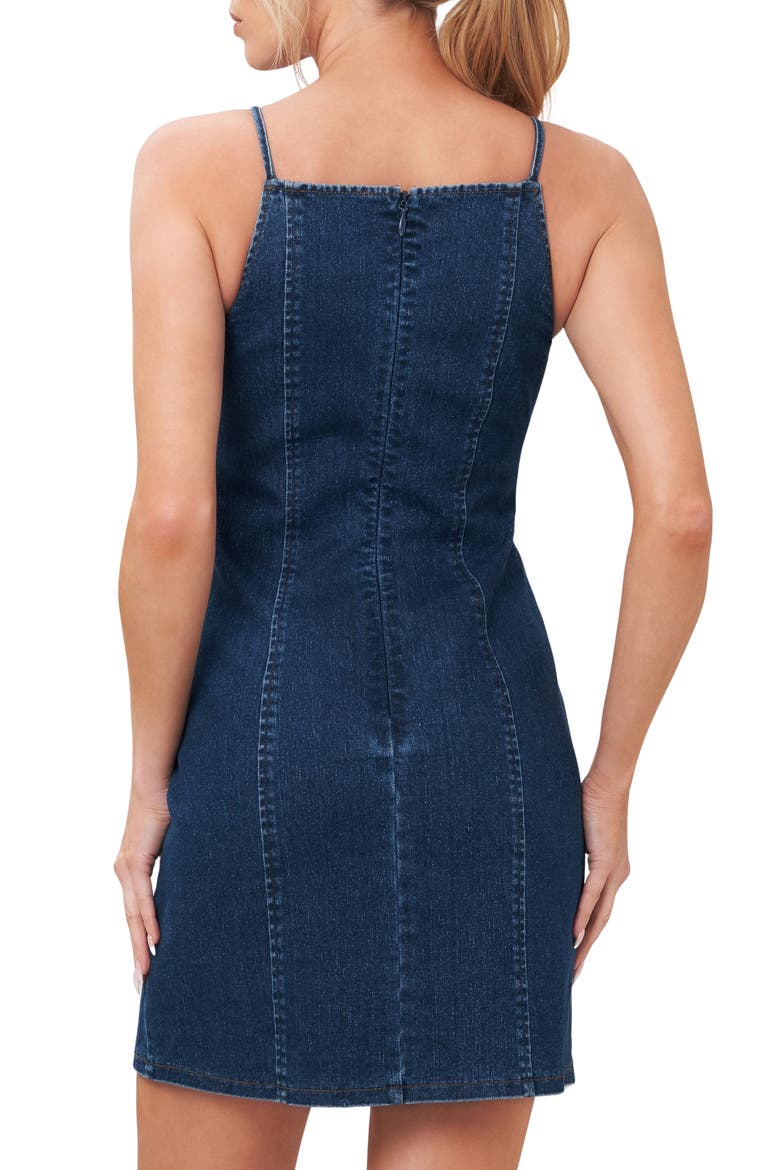 Apron Neck Sleeveless Denim Minidress, Alternate, color, DENIM