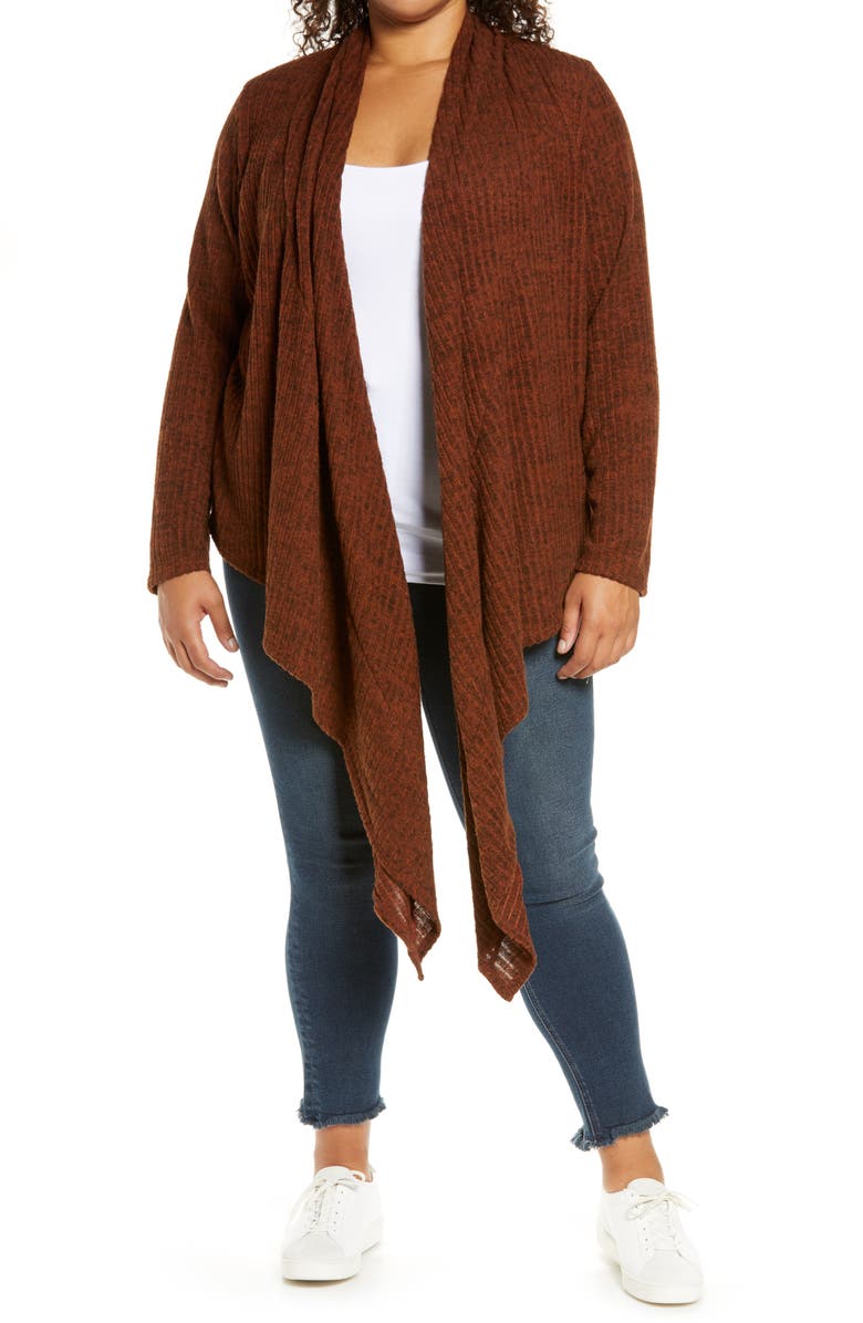 Loveappella Tie Front Cardigan, Alternate, color, Rust