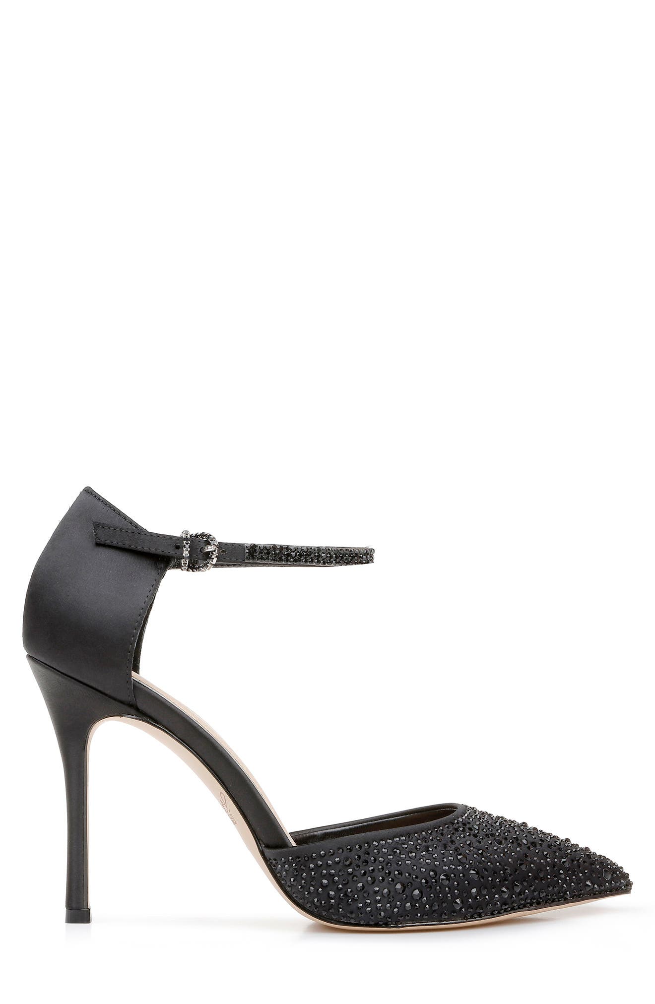 Jailene Ankle Strap Pump, Alternate, color, BLACK SATIN