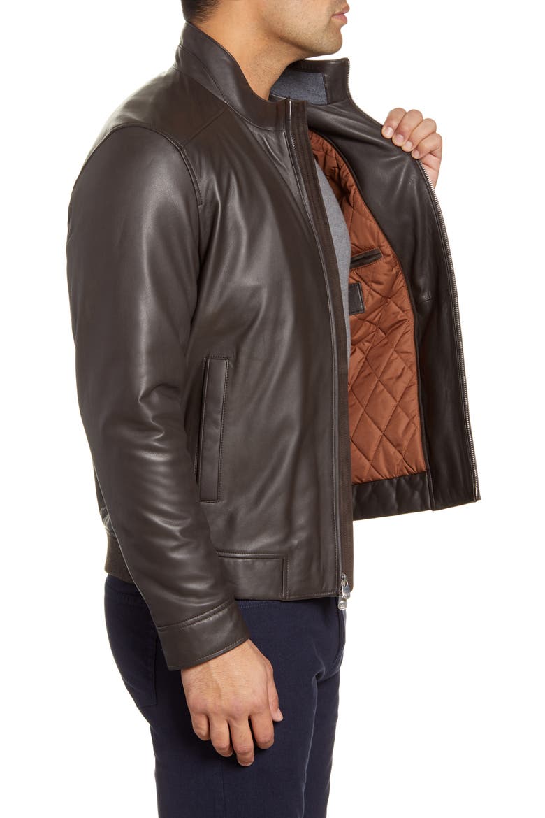 Leather Bomber Jacket, Alternate, color, CHOCOLATE