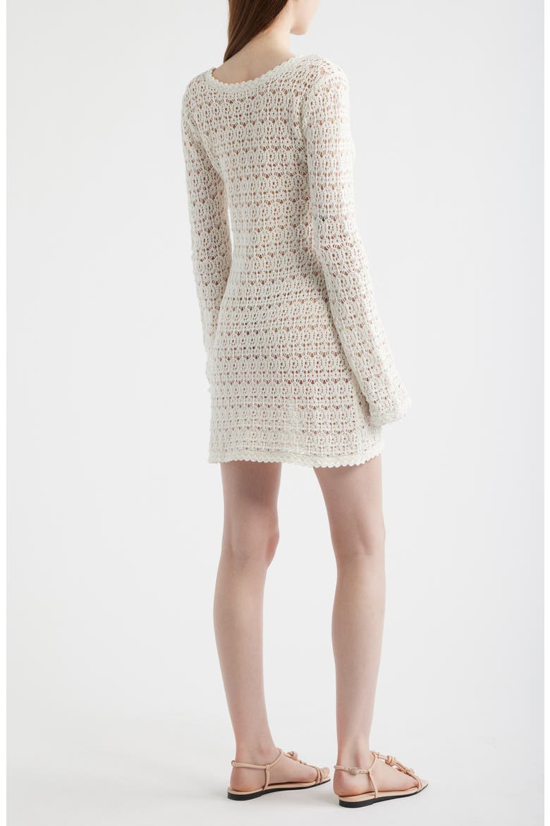 Vespa Long Sleeve Cotton Crochet Minidress, Alternate, color, COCONUT BREEZE