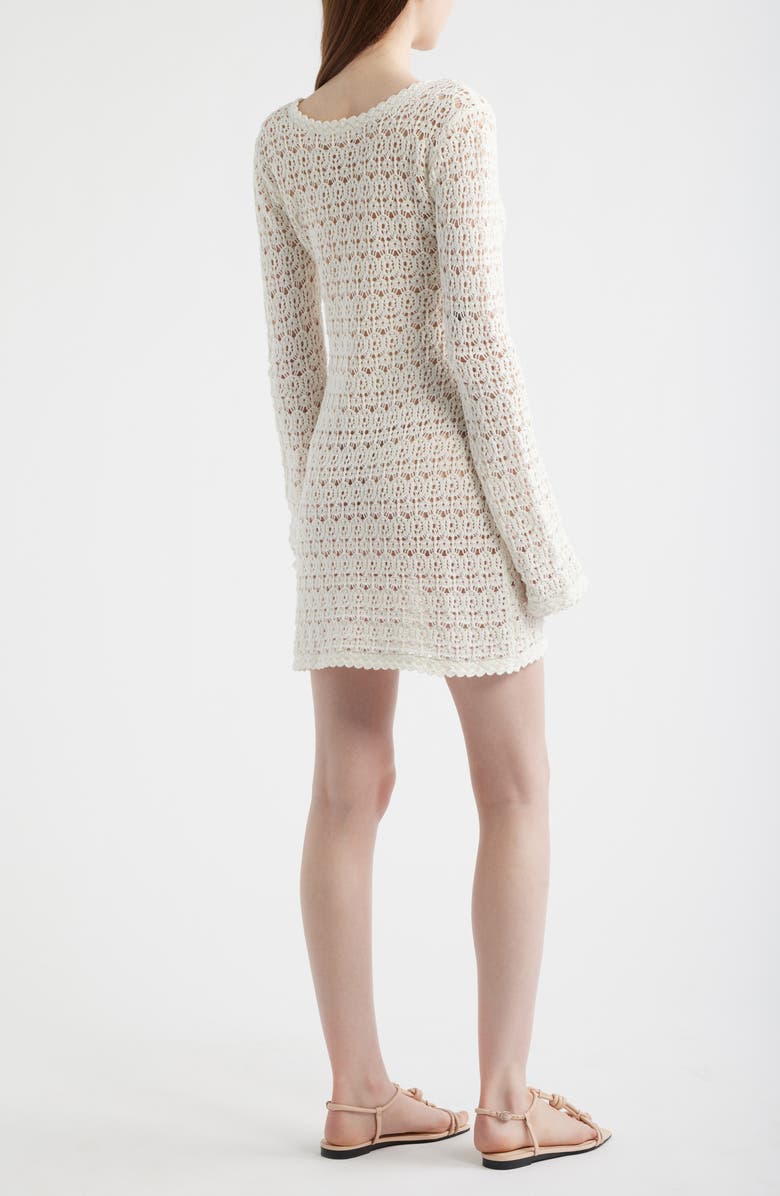 LoveShackFancy Vespa Long Sleeve Cotton Crochet Minidress, Alternate, color, Coconut Breeze