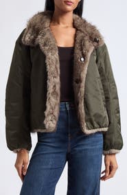 Veronica Beard Varell Reversible Faux Fur Jacket