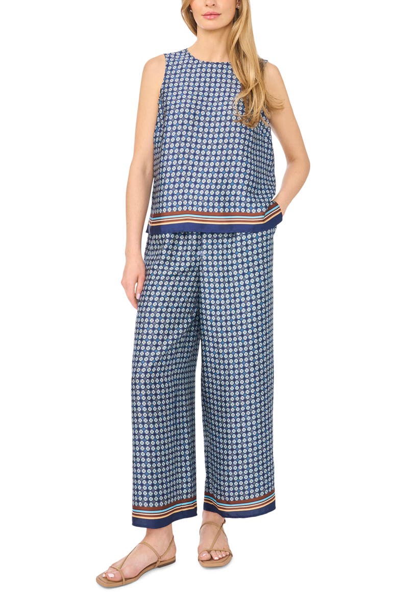 Geo Print Sleeveless Shell, Alternate, color, CLASSIC NAVY