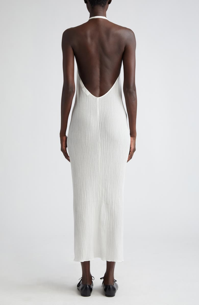 BITE Studios Parchment Ruched Organic Cotton & Organic Silk Halter Dress, Alternate, color, 