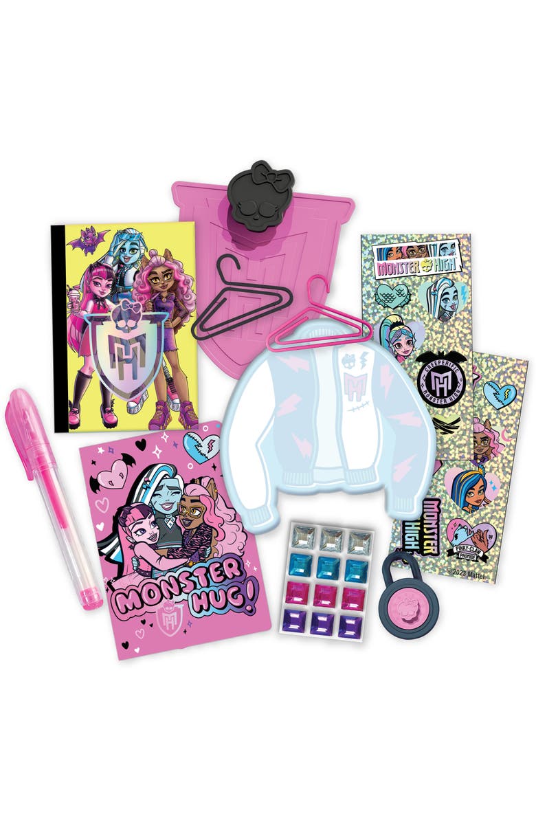 Monster High Design Activity Locker, Doodle & Decorate, Lavender Coffin Shaped, Alternate, color, Multicolored