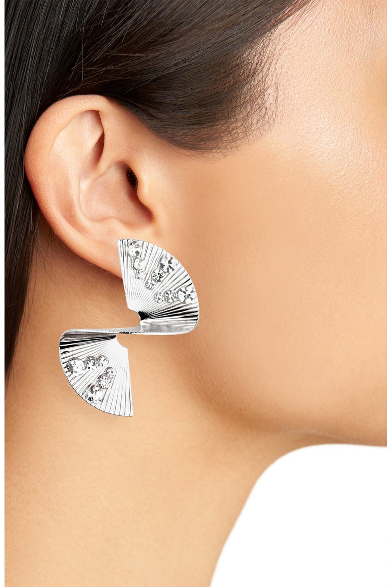 Crystal Twisted Stud Earrings, Alternate, color, SILVER CRYSTAL