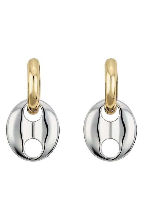 Two-Tone Puffy Mariner Hoop Earrings