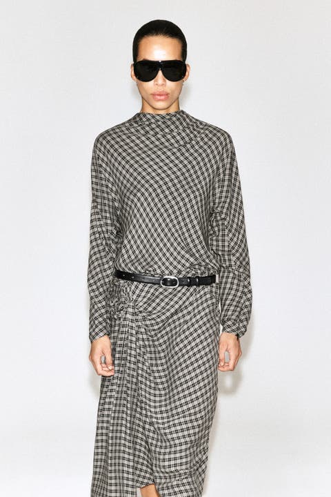 Draped Checked Top