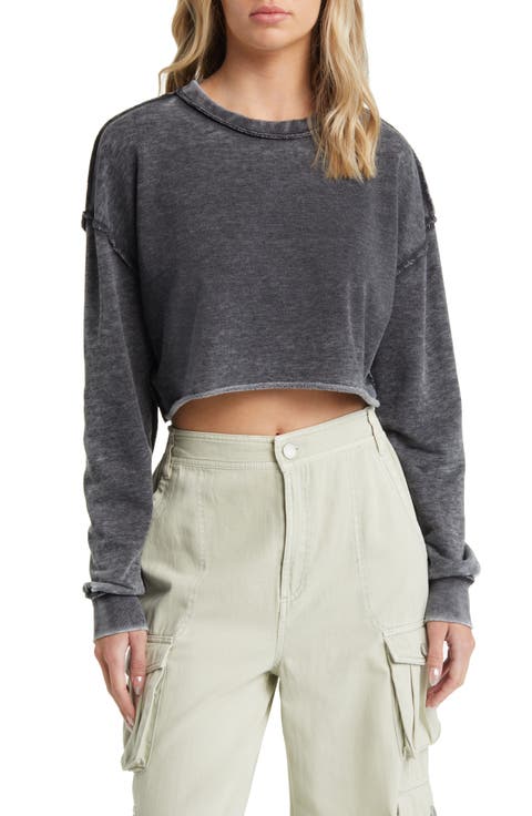 Acid Wash Crop Sweatshirt