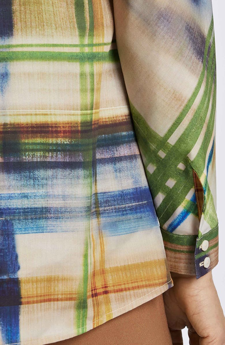 Foxcroft Delia Painterly Stripe Cotton Button-Up Shirt, Alternate, color, Blue Multi