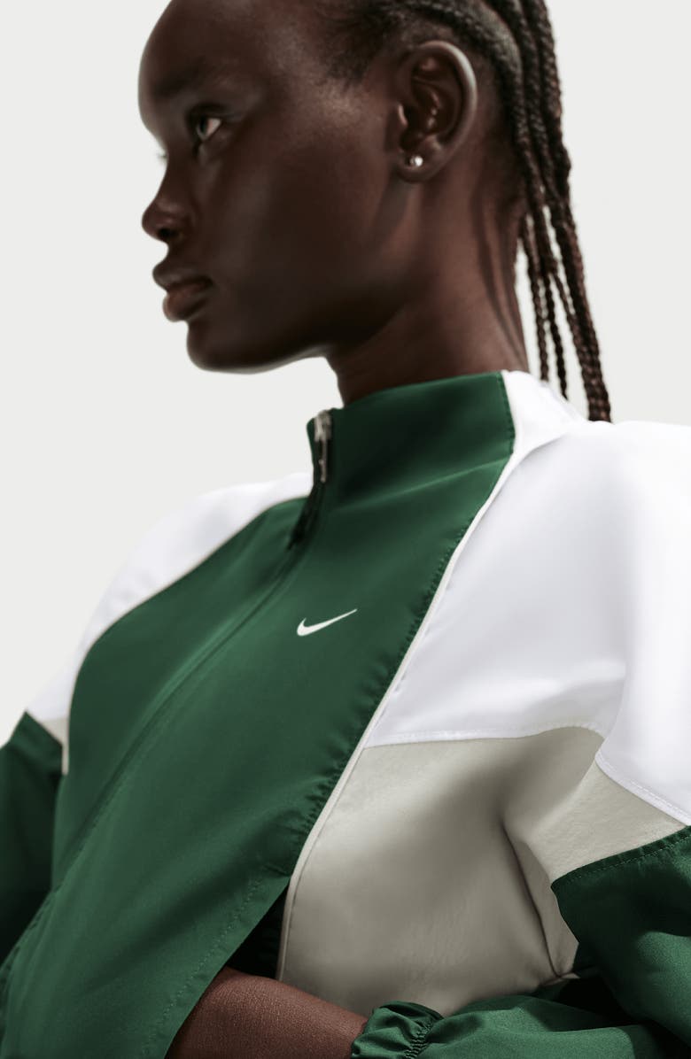 Nike Sportswear Shrunken Water Repellent Track Jacket, Alternate, color, Fir/White/Light Bone/Sail