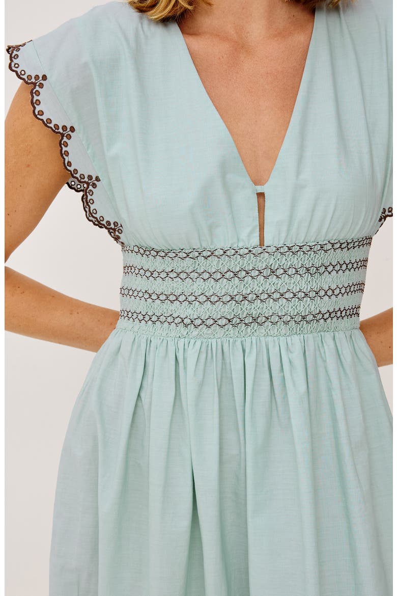 Roxanne Eyelet Embroidered Cotton Midi Dress, Alternate, color, OCEAN PALMS EMBROIDERY