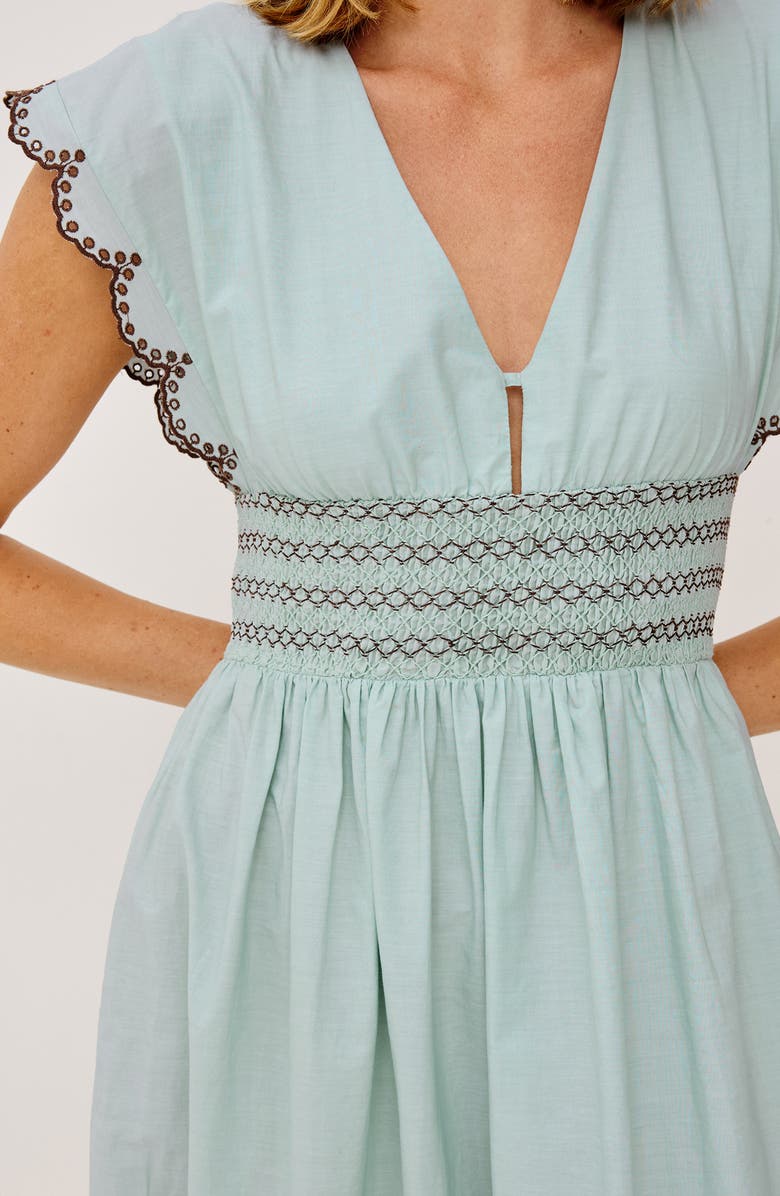 Rails Roxanne Eyelet Embroidered Cotton Midi Dress, Alternate, color, Ocean Palms Embroidery