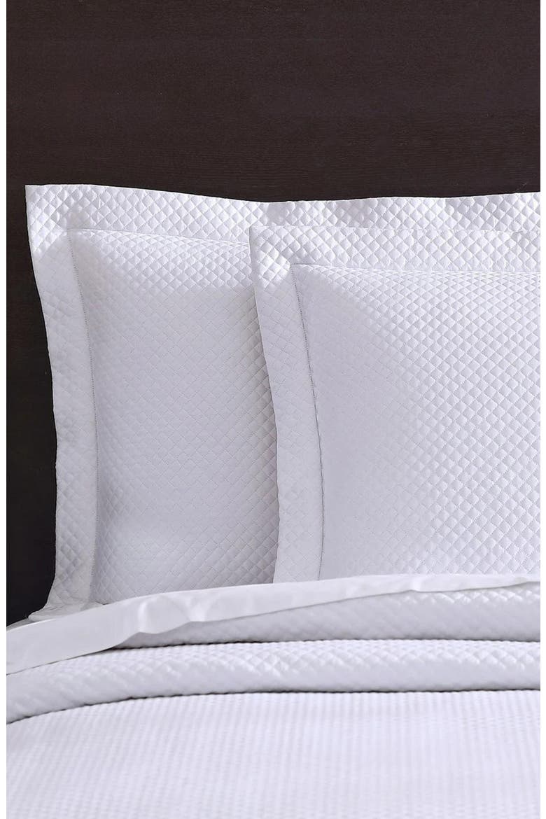 500 Thread Count 100% Certified Egyptian Cotton Sateen Diamond Quilted 3-Piece Coverlet Set, Main, color, WHITE