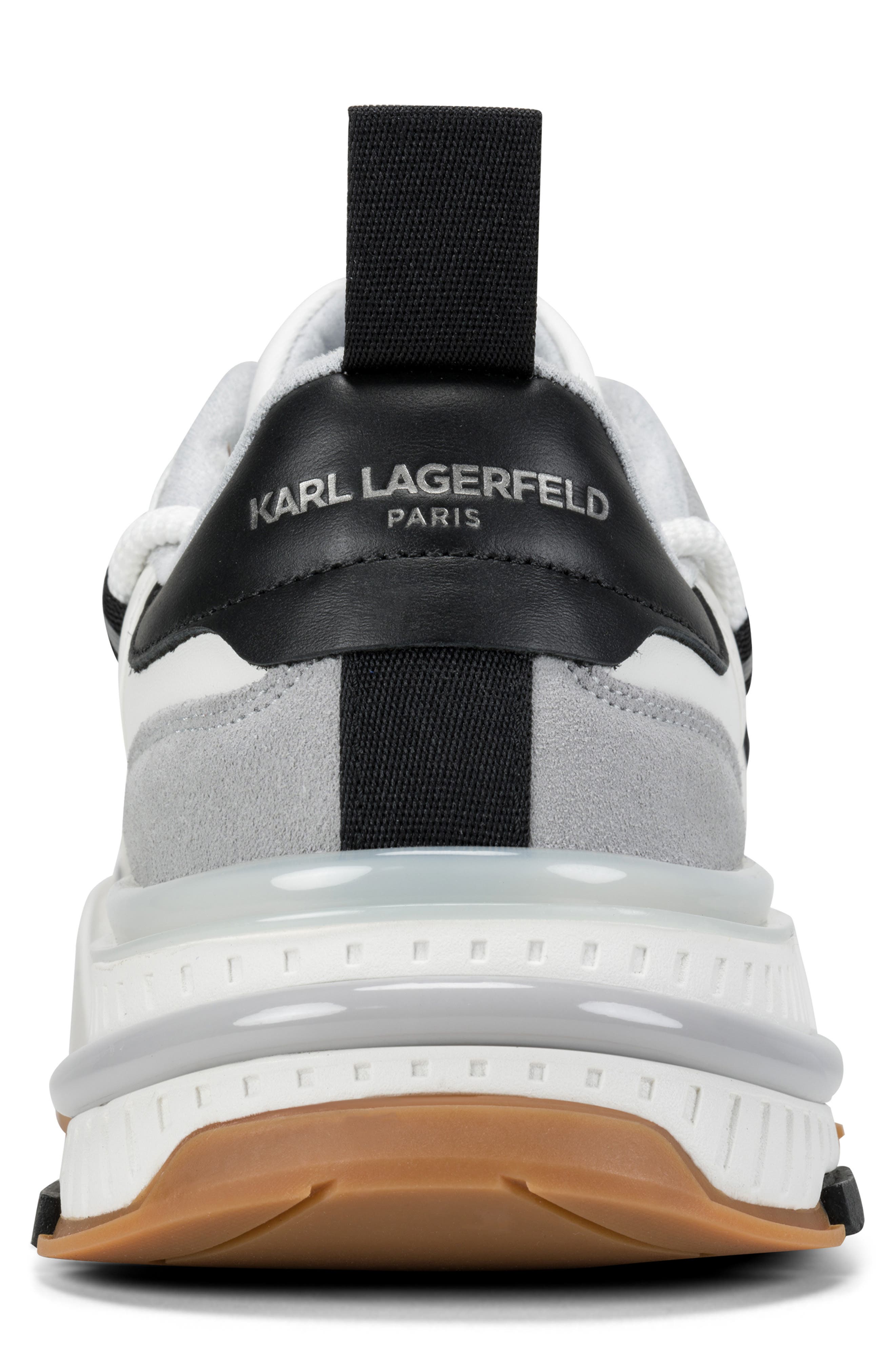 KARL LAGERFELD PARIS Danton Criss Cross Lace Sneaker, Alternate, color, White/ Grey