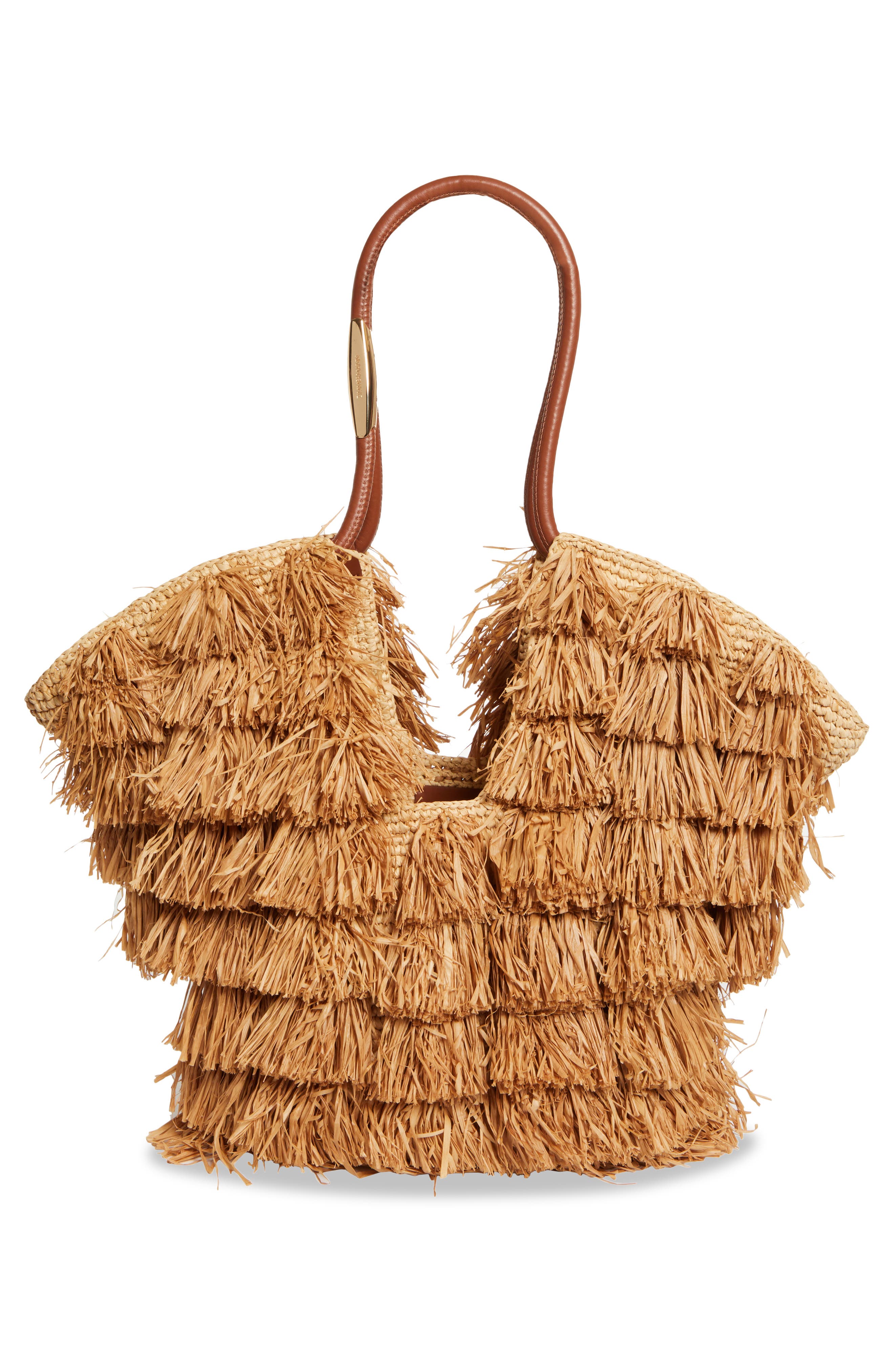 Zimmermann Medium Goldentime Fringe Tote, Alternate, color, Tan Fringe Stripe