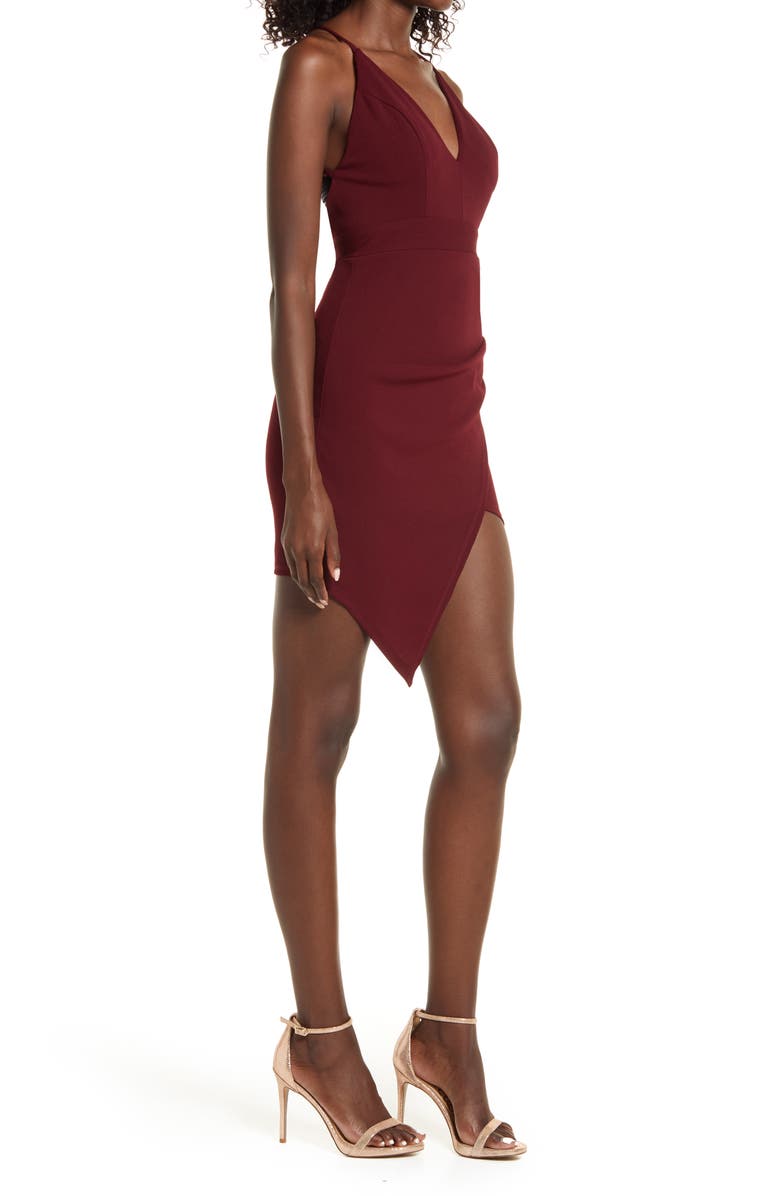 LNL Asymmetric Deep V-Neck Minidress, Alternate, color, 