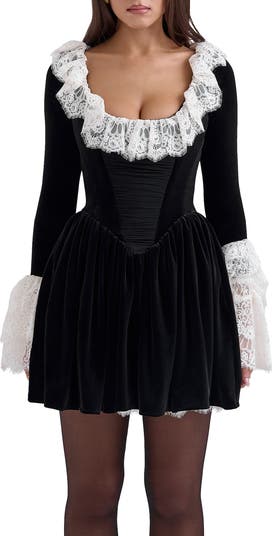 Czarina Lace Trim Ruffle Minidress