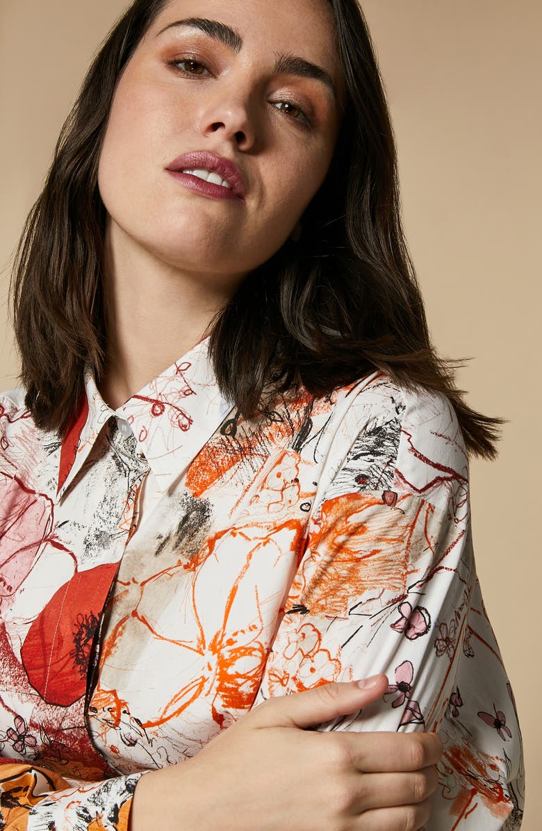 Marina Rinaldi Saggio Floral Button-Up Shirt, Alternate, color, 