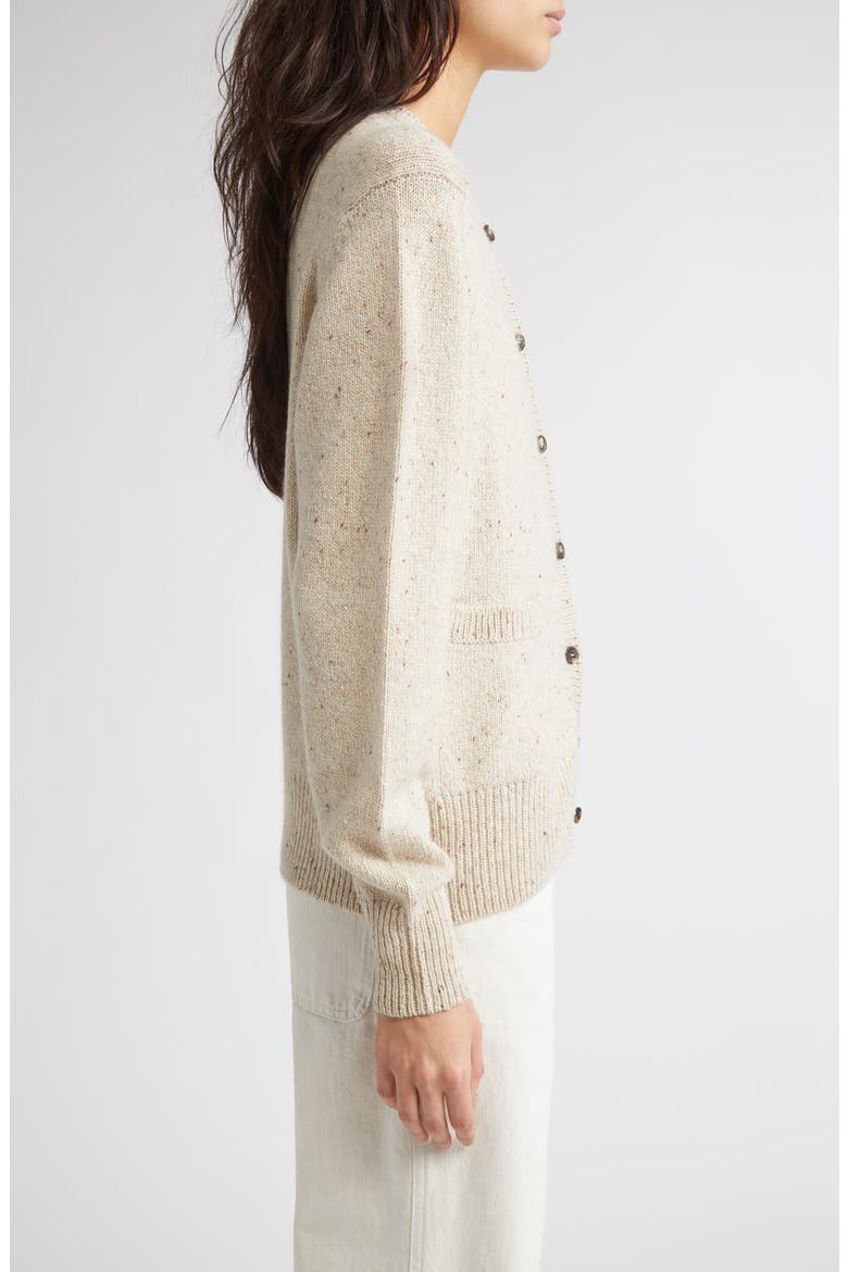 Donegal Cashmere Crewneck Cardigan, Alternate, color, CREAM DUN DONEGAL