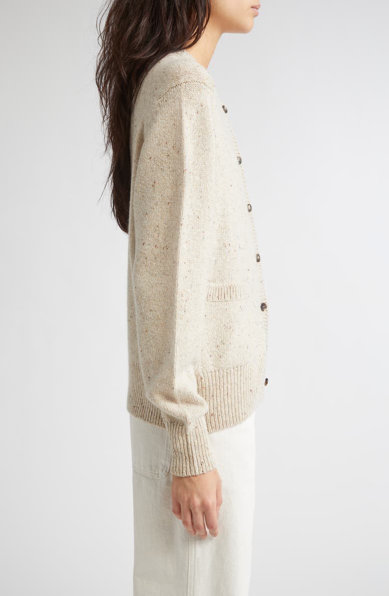 Johnstons of Elgin Donegal Cashmere Crewneck Cardigan, Alternate, color, Cream Dun Donegal