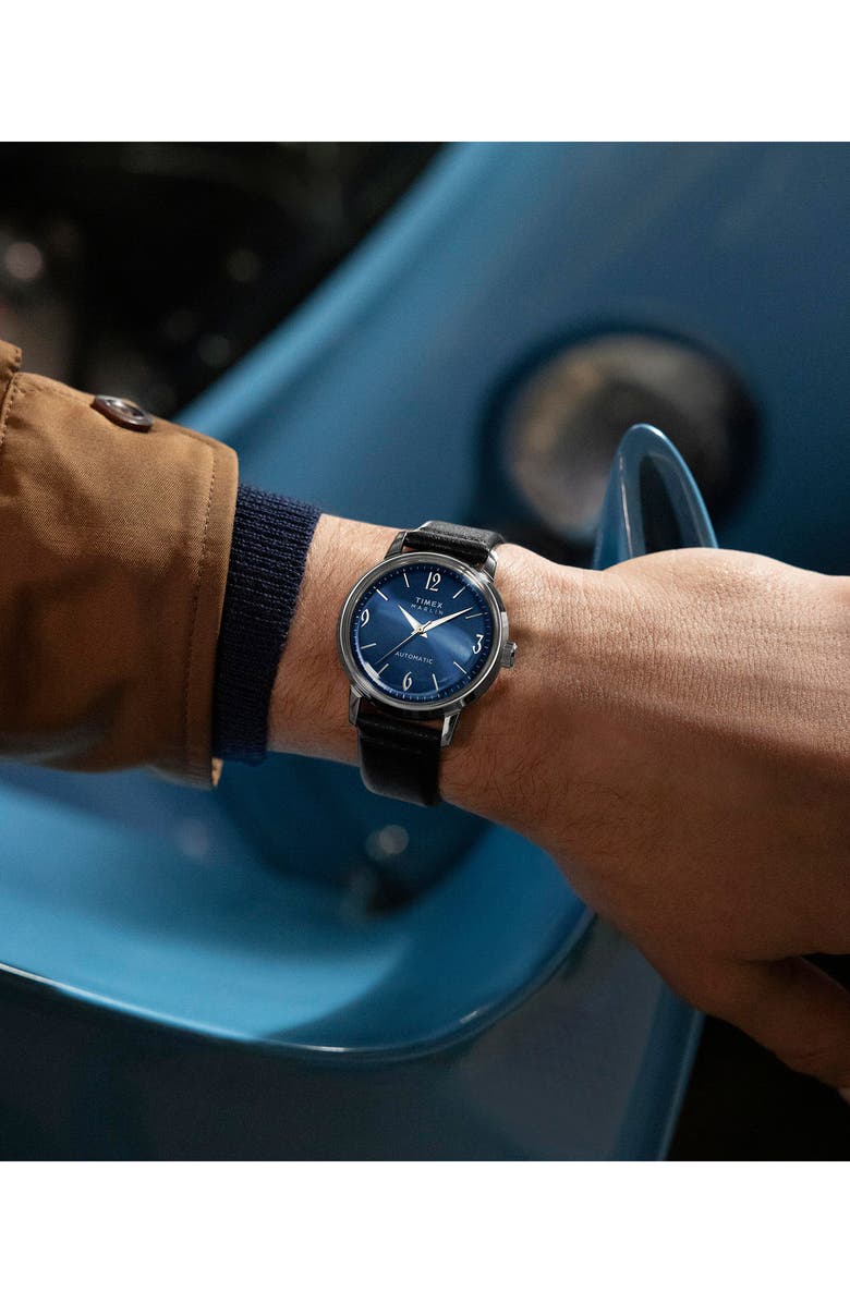 Timex<sup>®</sup> Marlin Automatic Leather Strap Watch, 40mm, Alternate, color,