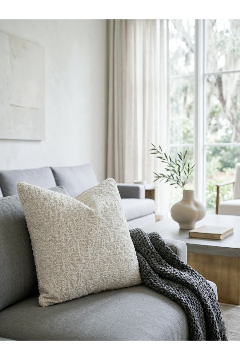 Cozy Cotton Boucle Pillow with Down Insert, Alternate, color, Ivory