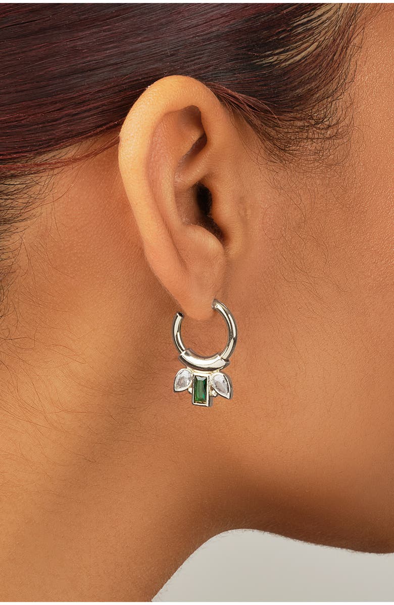 Sterling Forever Helena CZ Hoop Earrings, Alternate, color, 