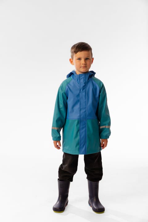 Colorblock Hooded Full-Zip Rain Jacket