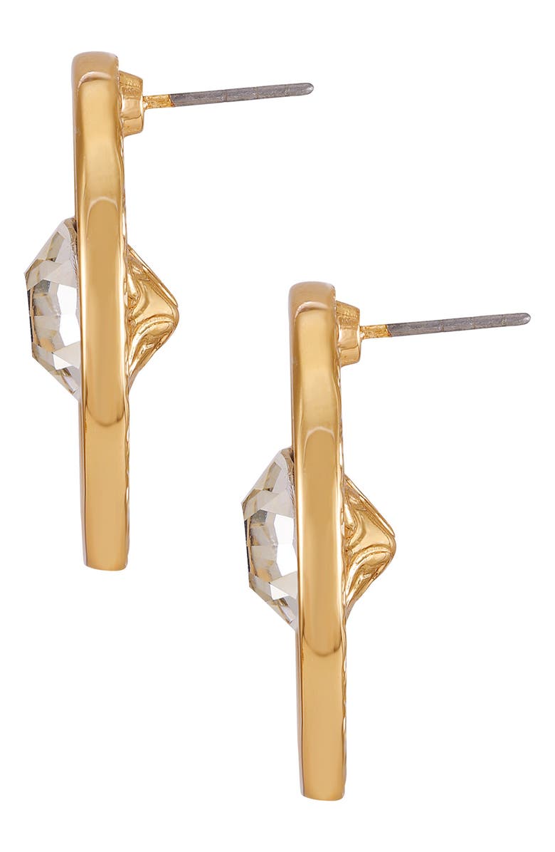 True Religion Enamel & Crystal Logo Stud Earrings, Alternate, color, Goldtone/ Jet