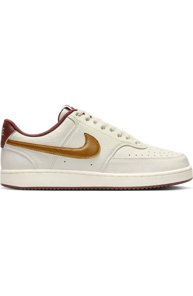 Nike Court Vision Low Sneaker, Alternate, color, Sail/ Metallic Gold-Red